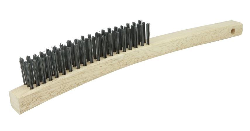 BRUSH SCRATCH STEEL 3 X 19 ROWS CURVED HANDLE - Steel Wire